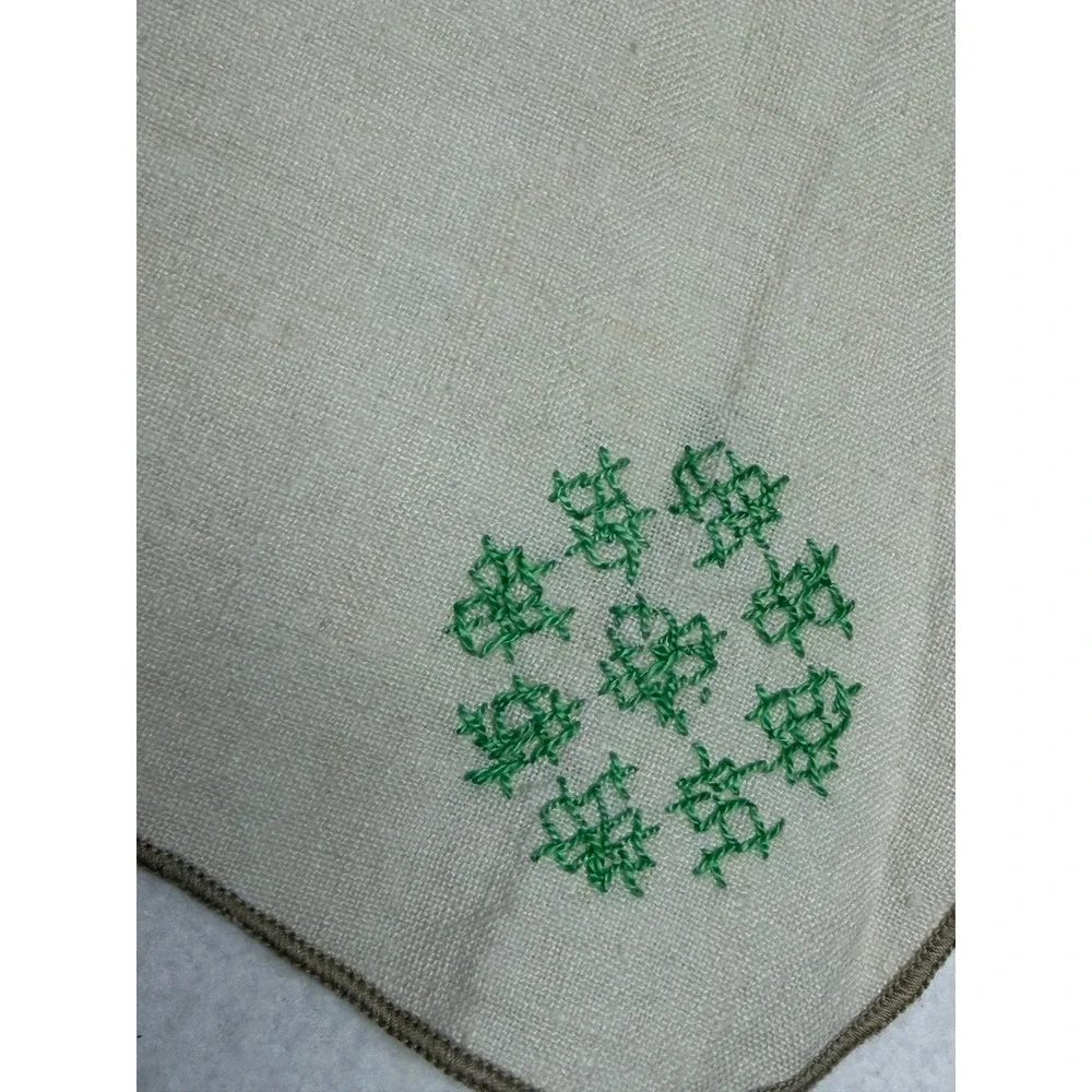 Vintage‎ Hand Embroidered Linen Set Floral Cross Stitch Crochet Lace 3 Piece Lot